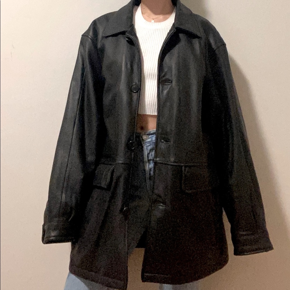 Vintage oversized men’s leather jacket
